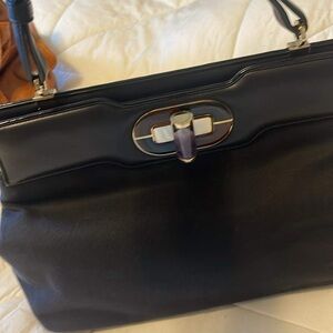 Authentic Pre owned Bvlgary bag high Quality fabric with amethyst lock